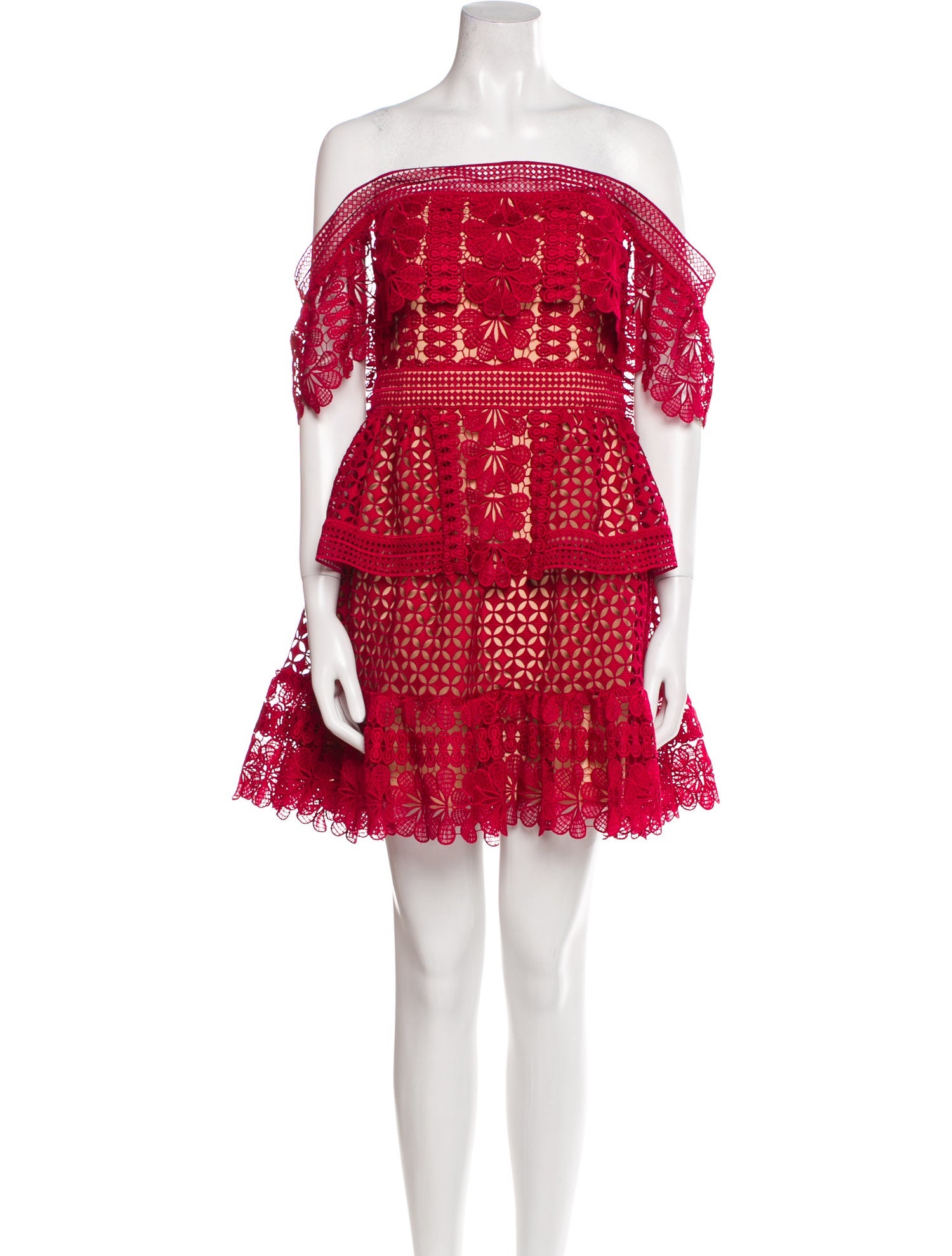 Self-Portrait Lace Pattern Mini Dress