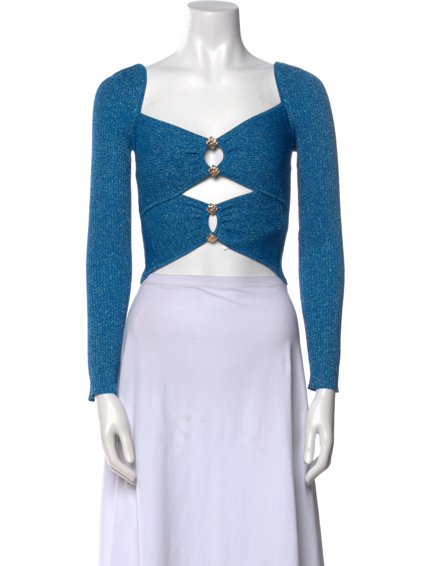 Self-Portrait Square Neckline Long Sleeve Crop Top w/ Tags