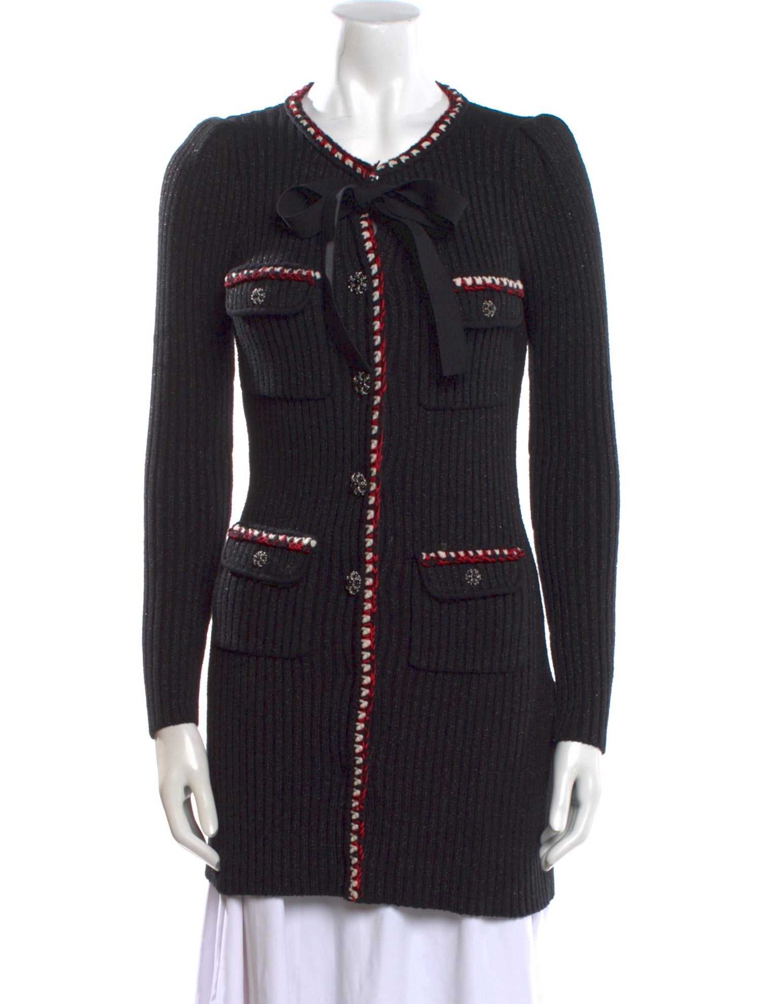 Self-Portrait Colorblock Pattern Crew Neck Sweater