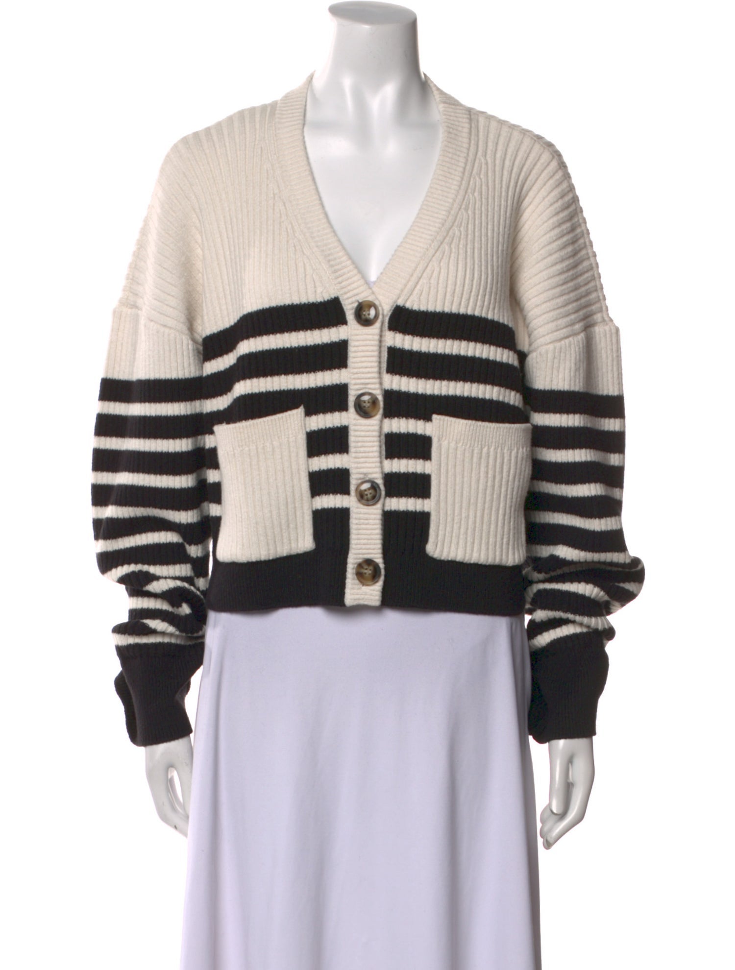 Self-Portrait Striped V-Neck Sweater