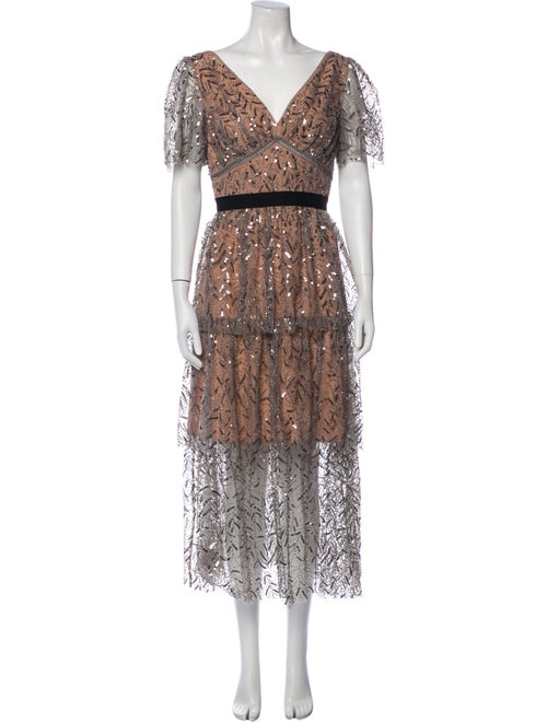 Self-Portrait Lace Pattern Midi Length Dress