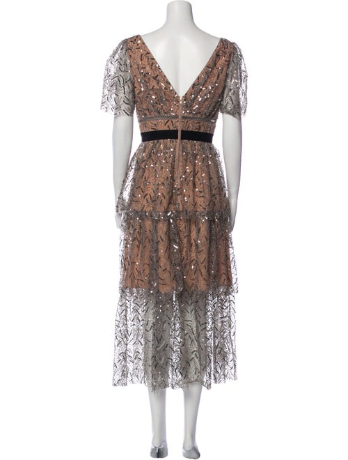 Self-Portrait Lace Pattern Midi Length Dress