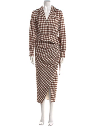 Self-Portrait Plaid Print Long Dress