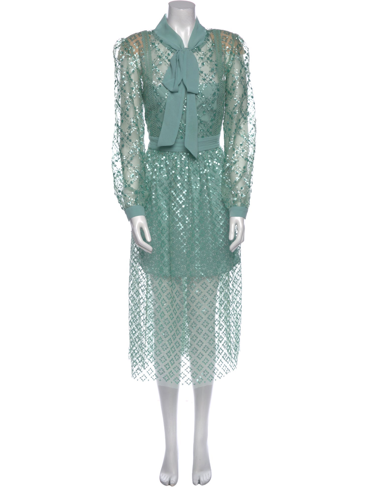 Self-Portrait Lace Pattern Midi Length Dress