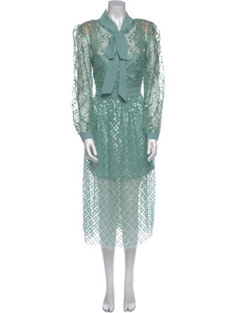 Self-Portrait Lace Pattern Midi Length Dress