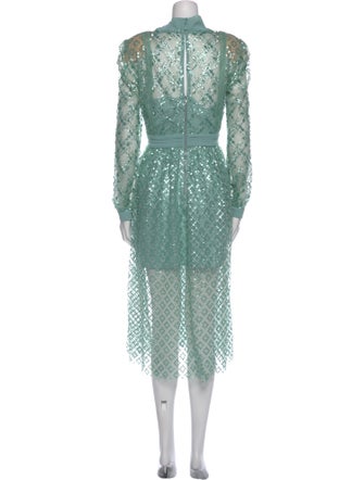 Self-Portrait Lace Pattern Midi Length Dress