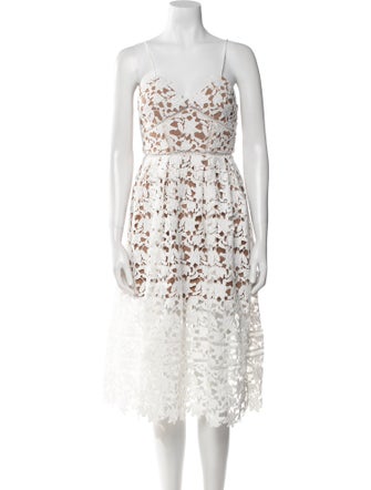 Self-Portrait Lace Pattern Midi Length Dress