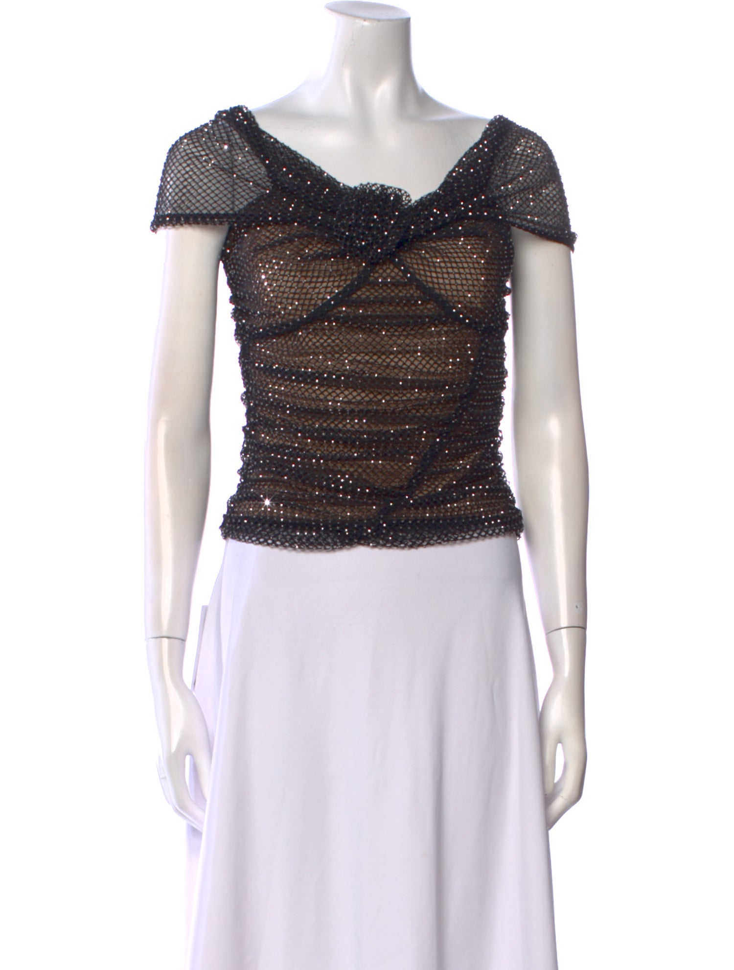 Self-Portrait Patterned Scoop Neck Crop Top w/ Tags