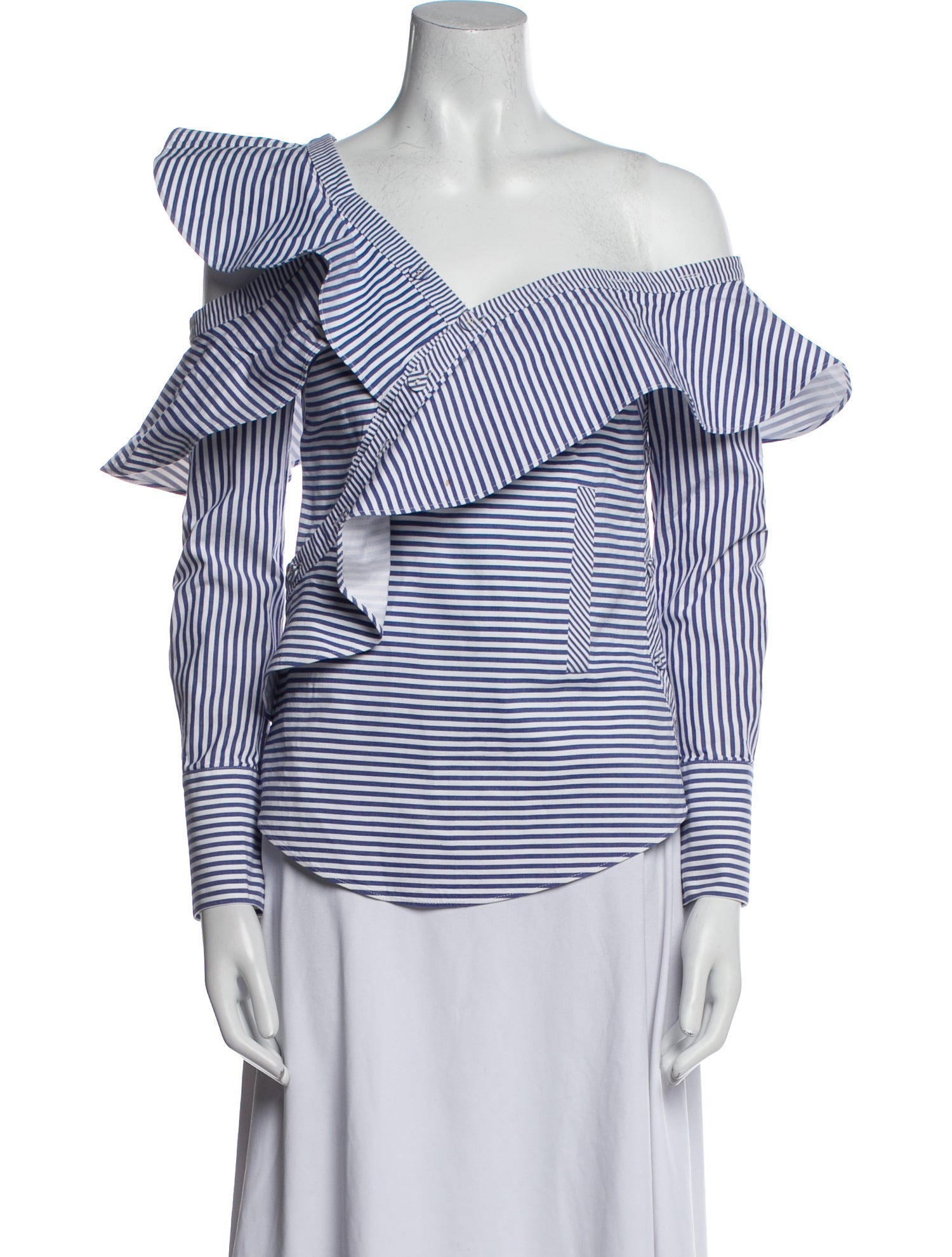 Self-Portrait Striped Asymmetrical Blouse