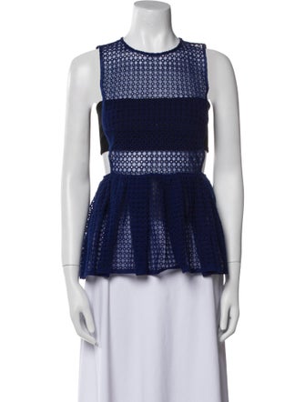 Self-Portrait Patterned Crew Neck Top