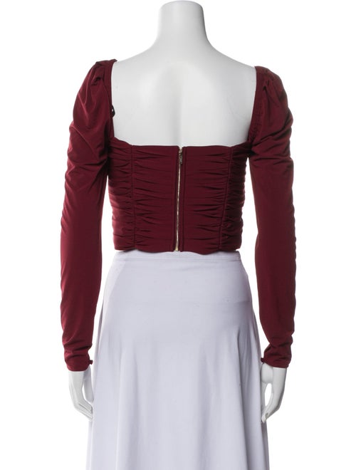 Self-Portrait Square Neckline Long Sleeve Crop Top