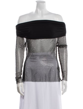 Self-Portrait Off-The-Shoulder Long Sleeve Top