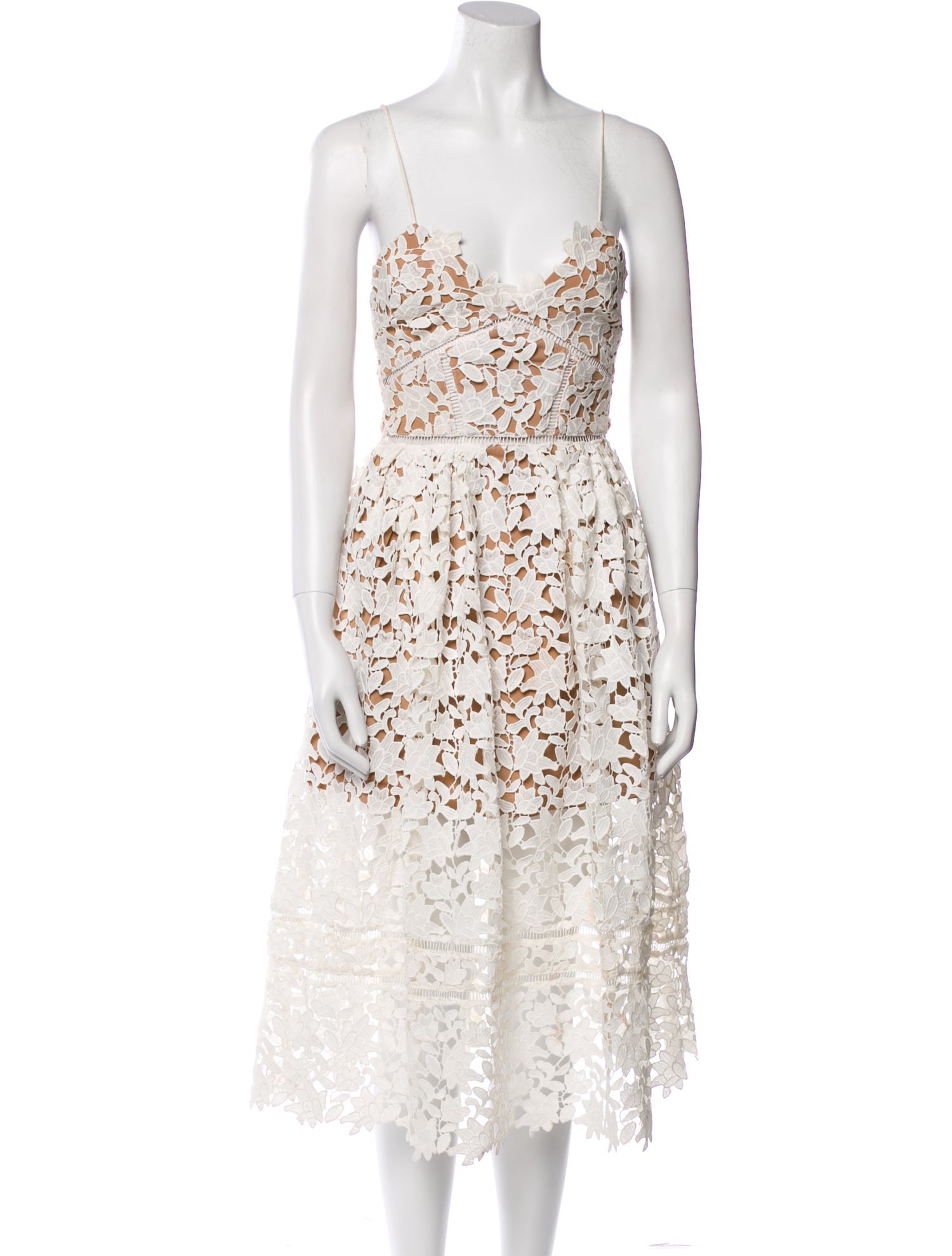 Self-Portrait Lace Pattern Midi Length Dress