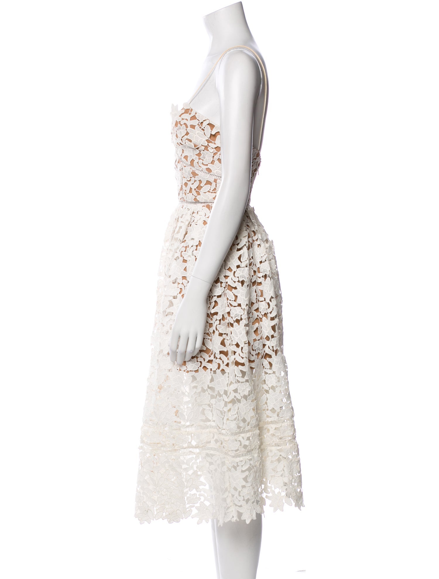 Self-Portrait Lace Pattern Midi Length Dress