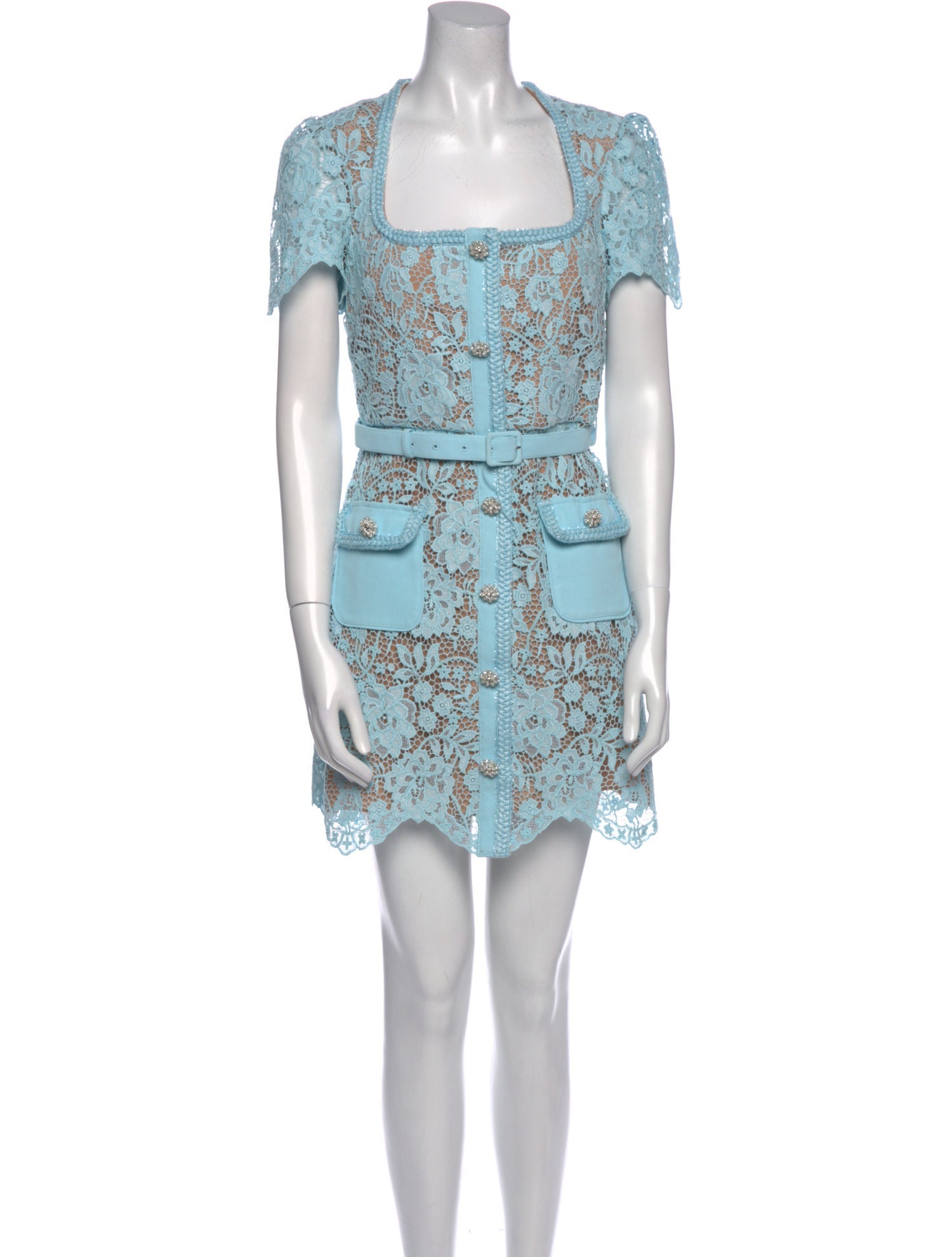 Self-Portrait Lace Pattern Mini Dress