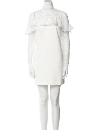 Self-Portrait Mock Neck Mini Dress