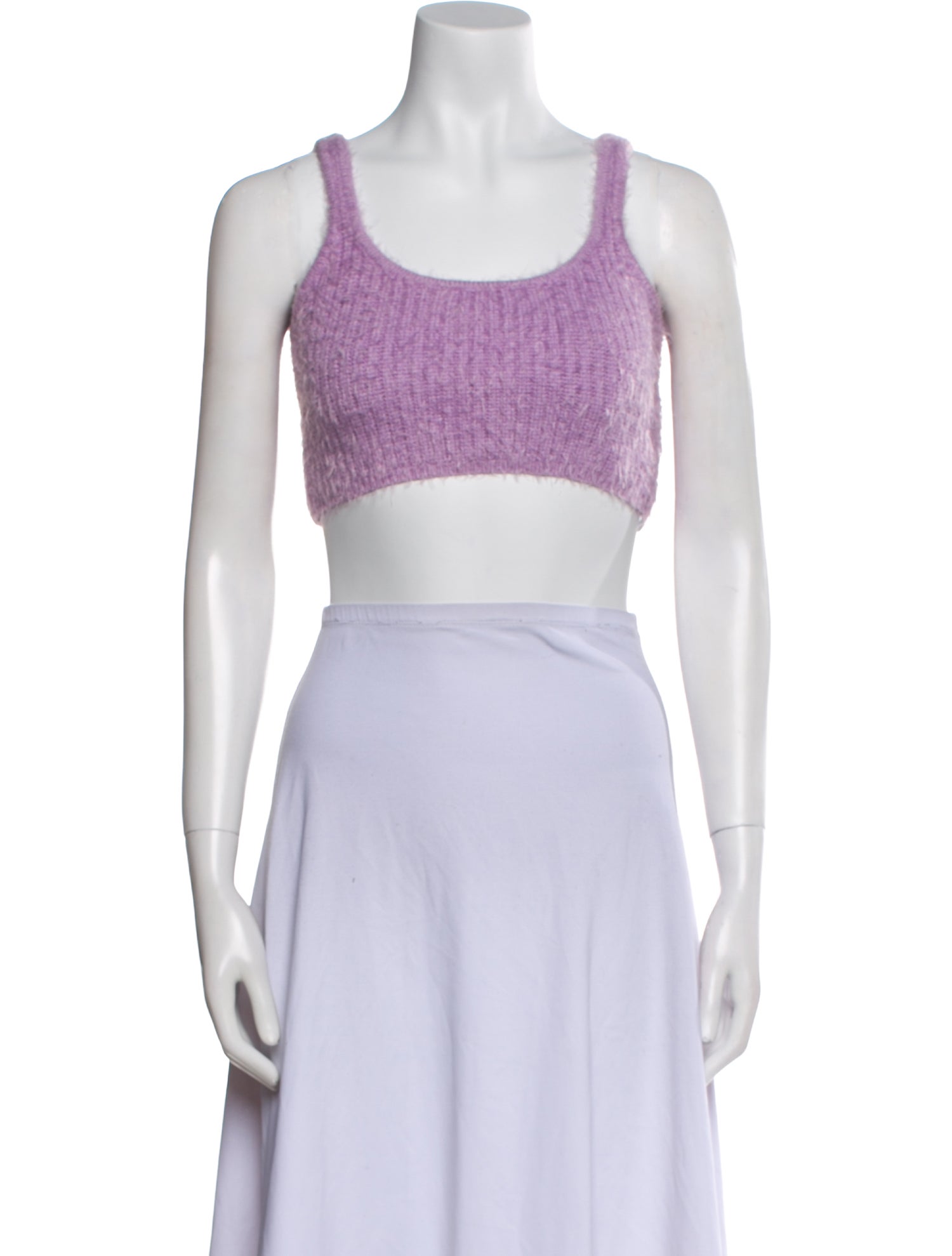 Self-Portrait Scoop Neck Sleeveless Crop Top