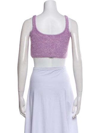 Self-Portrait Scoop Neck Sleeveless Crop Top