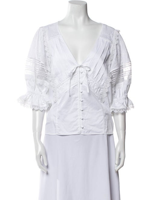 Self-Portrait V-Neck Three-Quarter Sleeve Blouse