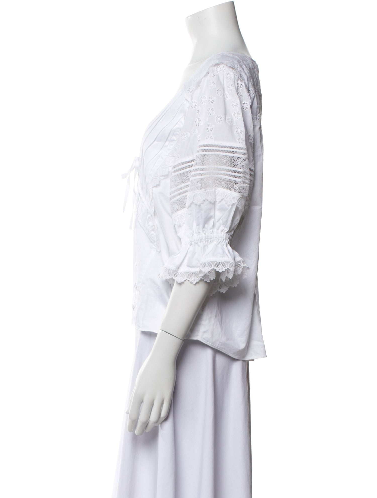 Self-Portrait V-Neck Three-Quarter Sleeve Blouse