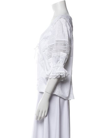 Self-Portrait V-Neck Three-Quarter Sleeve Blouse