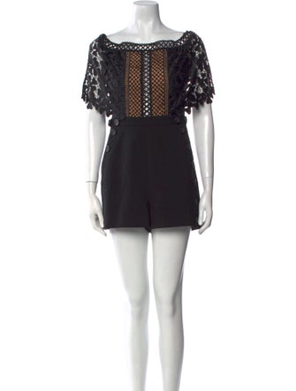 Self-Portrait Lace Pattern Scoop Neck Romper