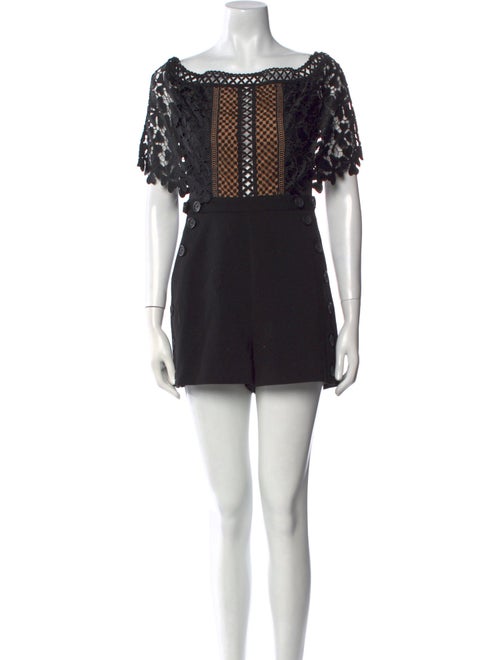 Self-Portrait Lace Pattern Scoop Neck Romper