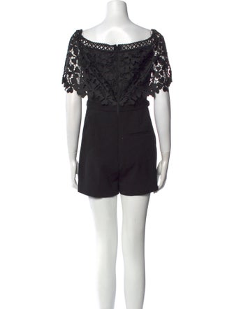 Self-Portrait Lace Pattern Scoop Neck Romper