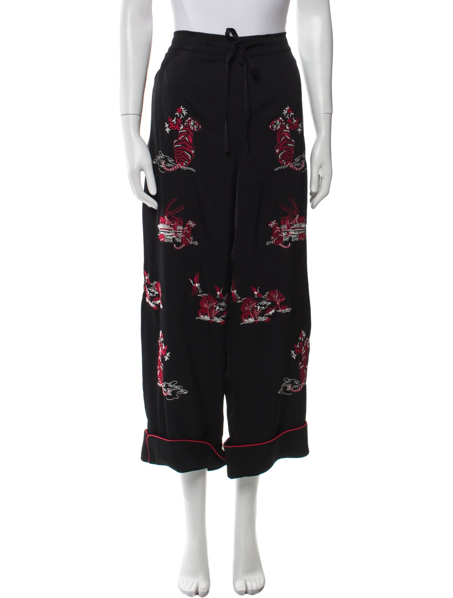 Self-Portrait Printed Wide Leg Pants