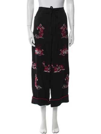 Self-Portrait Printed Wide Leg Pants