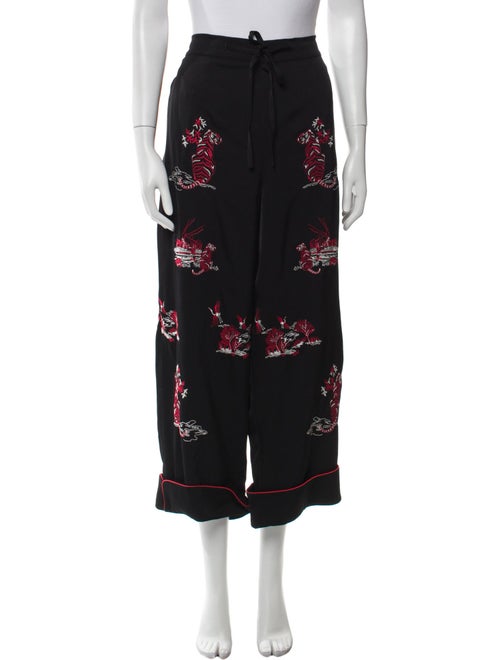 Self-Portrait Printed Wide Leg Pants