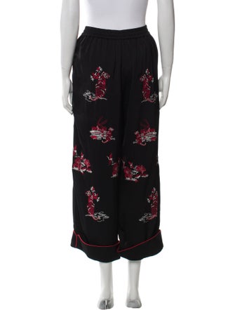 Self-Portrait Printed Wide Leg Pants