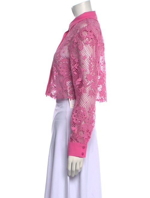 Self-Portrait Lace Pattern Long Sleeve Crop Top