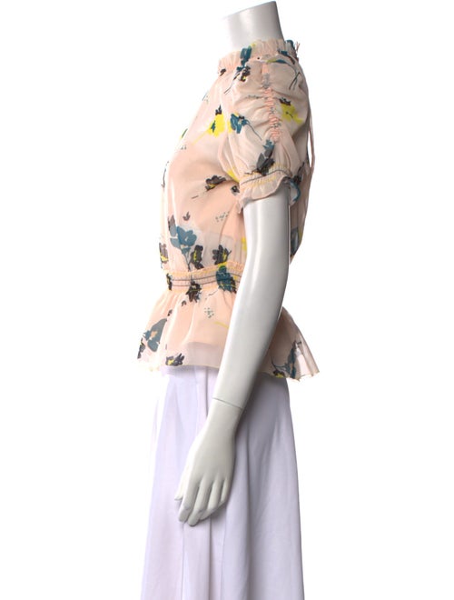 Self-Portrait Floral Print Mock Neck Blouse