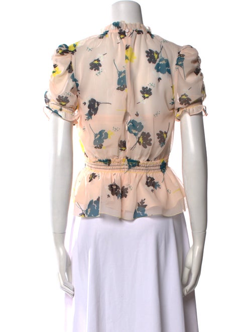 Self-Portrait Floral Print Mock Neck Blouse