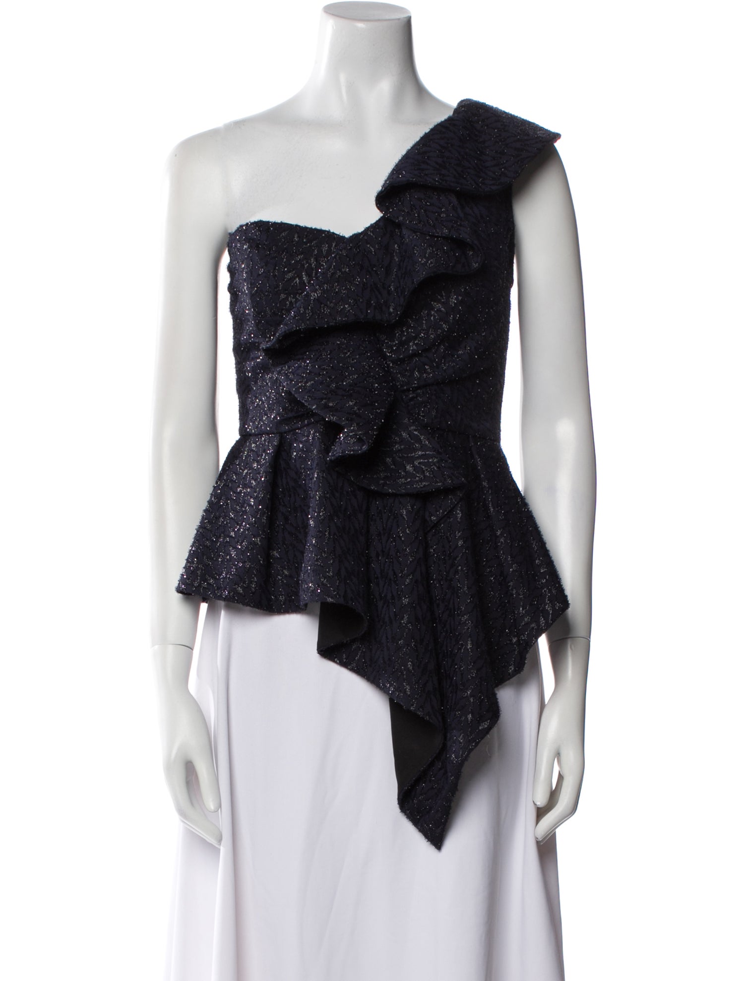 Self-Portrait One-Shoulder Short Sleeve Blouse