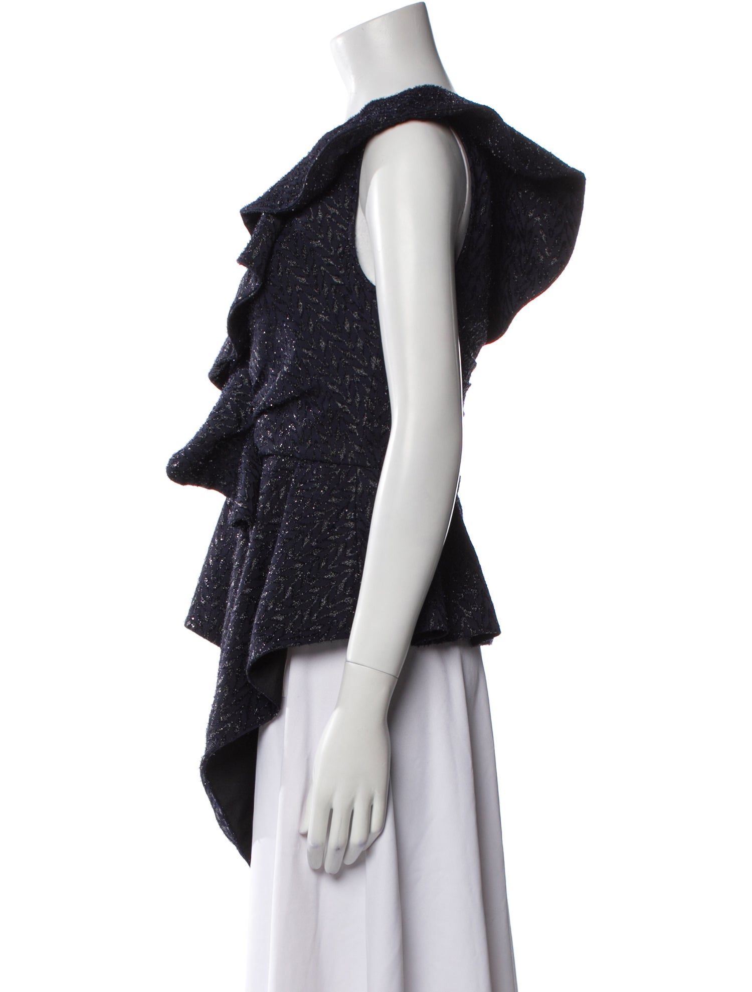 Self-Portrait One-Shoulder Short Sleeve Blouse