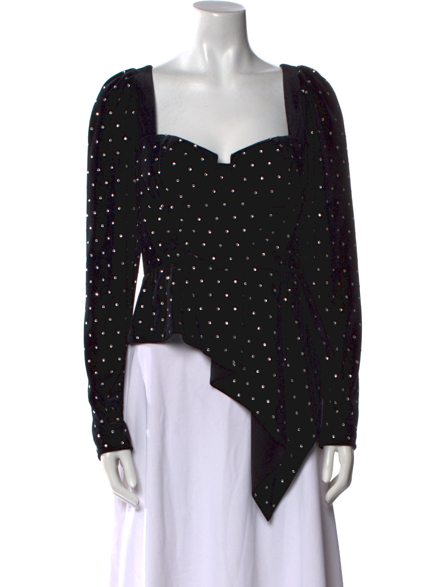 Self-Portrait Polka Dot Print Square Neckline Crop Top