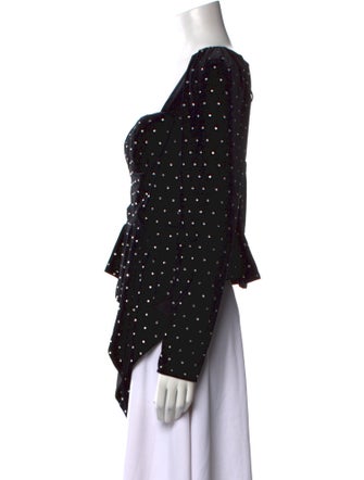 Self-Portrait Polka Dot Print Square Neckline Crop Top