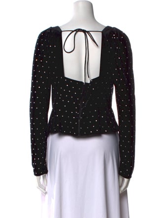 Self-Portrait Polka Dot Print Square Neckline Crop Top