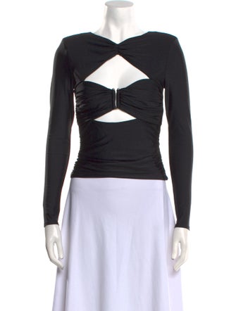 Self-Portrait V-Neck Long Sleeve Crop Top