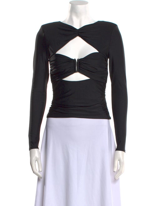 Self-Portrait V-Neck Long Sleeve Crop Top