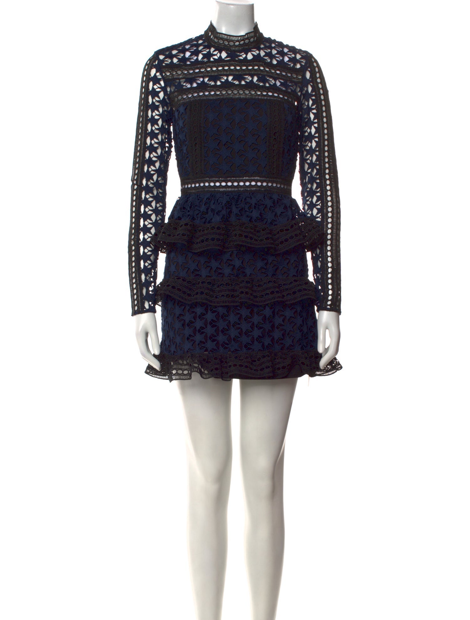 Self-Portrait Lace Pattern Mini Dress