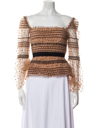 Self-Portrait Printed Square Neckline Crop Top