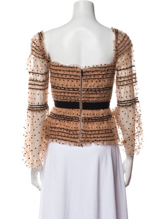 Self-Portrait Printed Square Neckline Crop Top