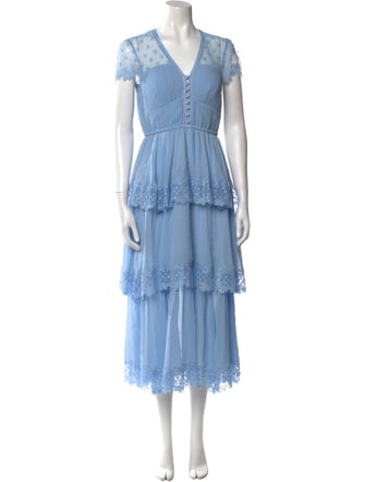 Self-Portrait V-Neck Long Dress