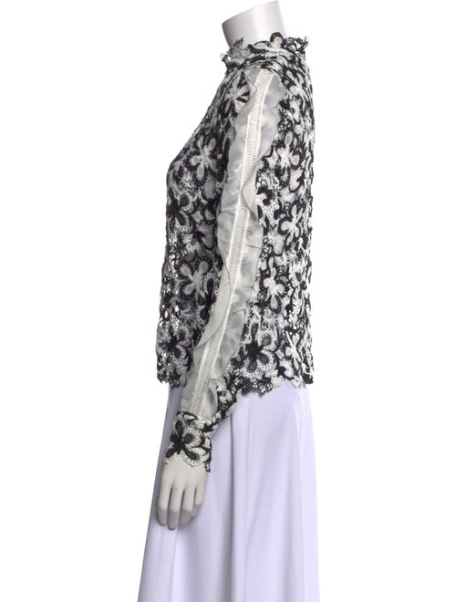 Self-Portrait Floral Print Mock Neck Blouse