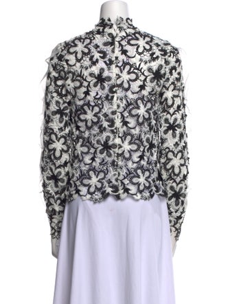 Self-Portrait Floral Print Mock Neck Blouse