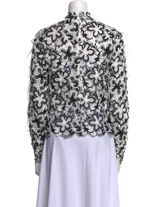 Self-Portrait Floral Print Mock Neck Blouse