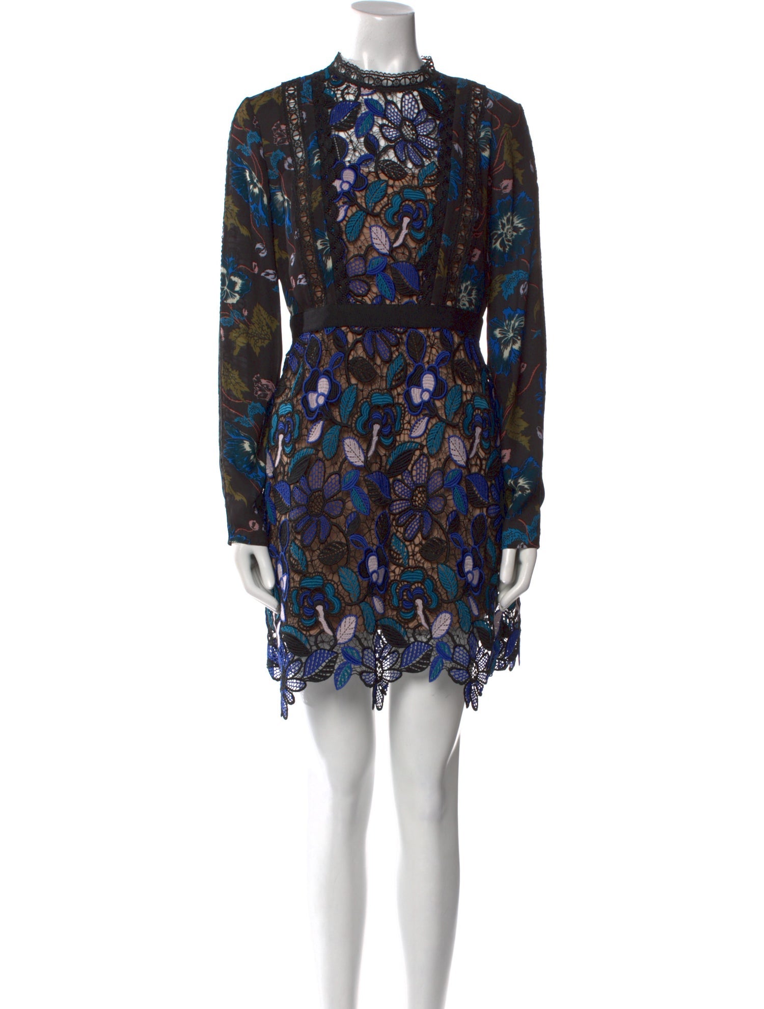 Self-Portrait Lace Pattern Mini Dress